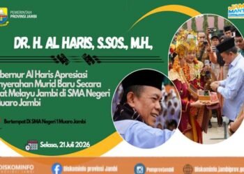 Al Haris Apresiasi Penyerahan Murid Baru Secara Adat Melayu Jambi di SMAN 1 Muaro Jambi