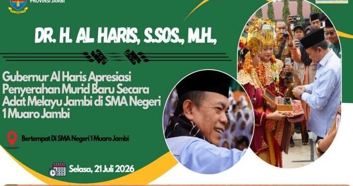 Al Haris Apresiasi Penyerahan Murid Baru Secara Adat Melayu Jambi di SMAN 1 Muaro Jambi